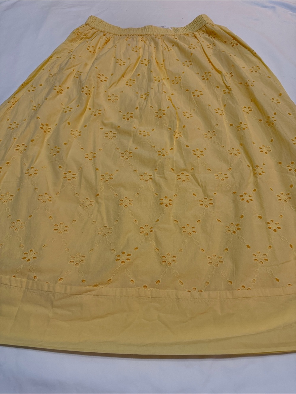 J Crew Women’s Cotton Yellow Eyelet A-Line Midi Skirt M NWT